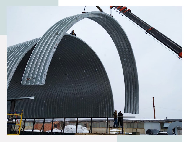 Полукруглые ангары в Морозовске